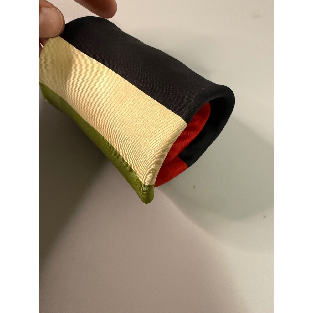 World Museum Collection Vintage Silk Tie Red Black Green Colorblock Handmade